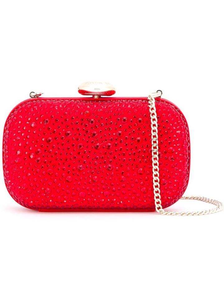 Love Moschino Embellished Clutch, Women's, Red, Pvc/satin