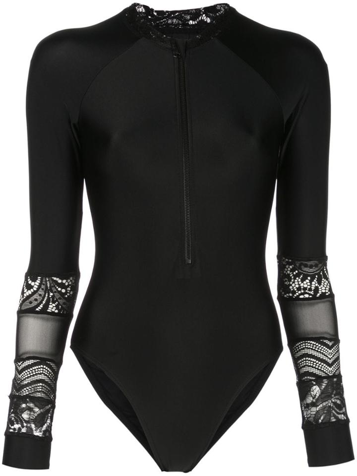 Cynthia Rowley Lace Hepburn Surfsuit - Black