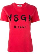 Msgm Logo Print T-shirt, Women's, Size: Medium, Pink/purple, Cotton