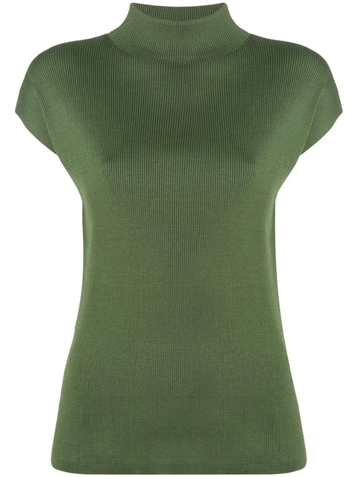 Max Mara Studio High Neck Jersey Top - Green