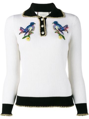 Gucci Bird Embroidered Jumper - White