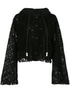 Haculla Cropped Lace See Through Hoodie - Black