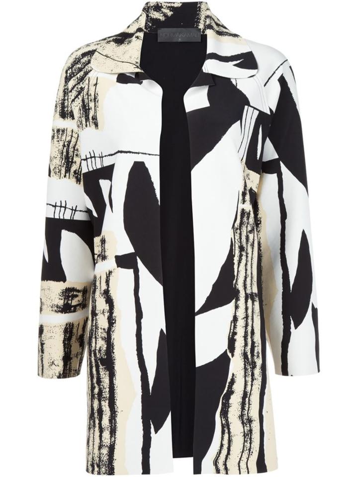 Norma Kamali Abstract Print Coat, Women's, Size: Small, Black, Spandex/elastane