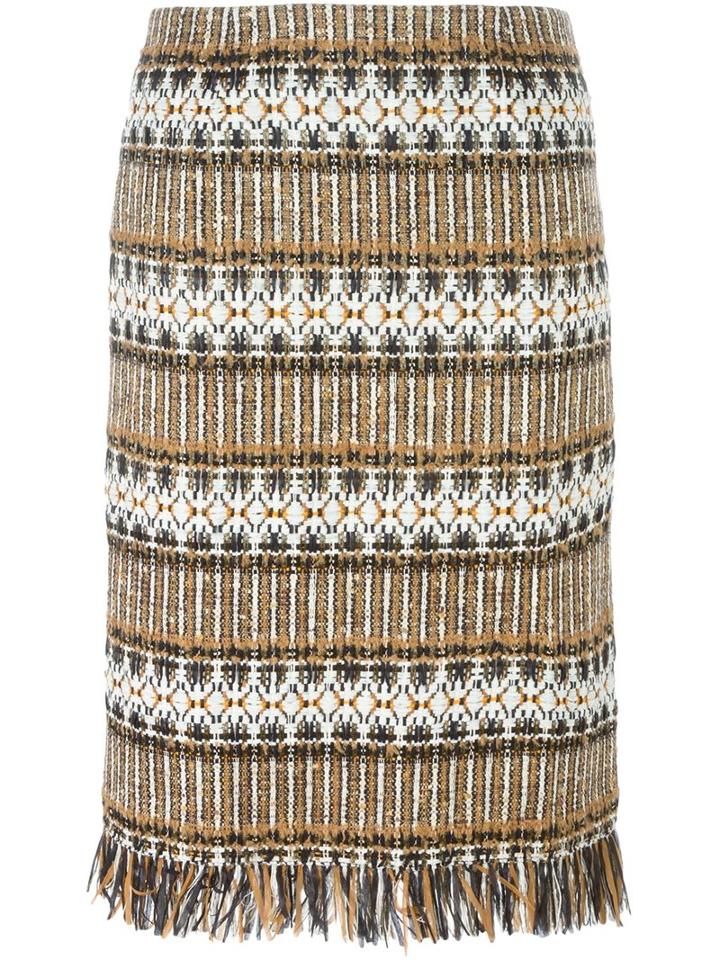 Tory Burch Diamond Fringed Tweed Skirt