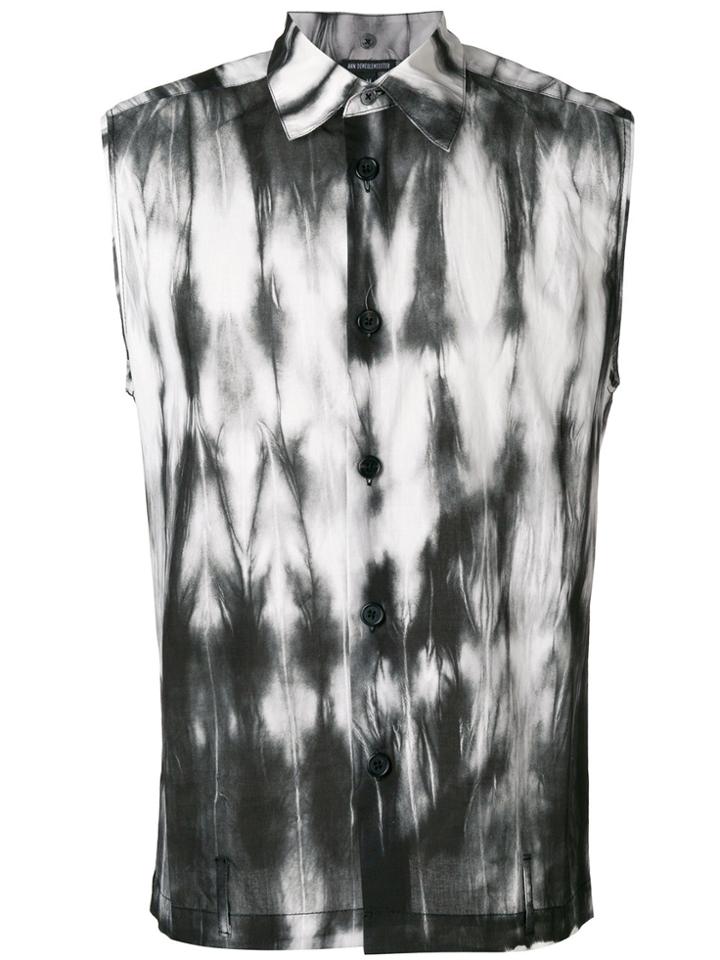 Ann Demeulemeester Tie-dye Print Sleeveless Shirt - Black