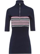 Prada Striped Half Sleeve Turtleneck Sweater - Blue