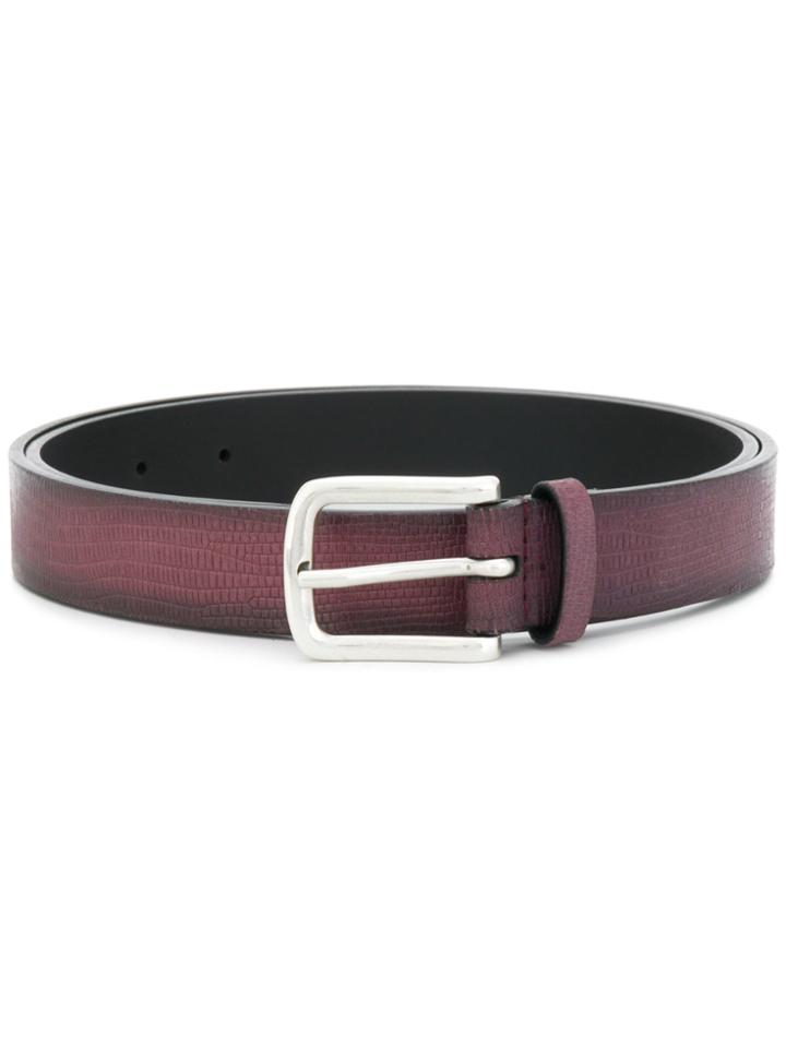 Orciani Snakeskin Embossed Buckle Belt - Red