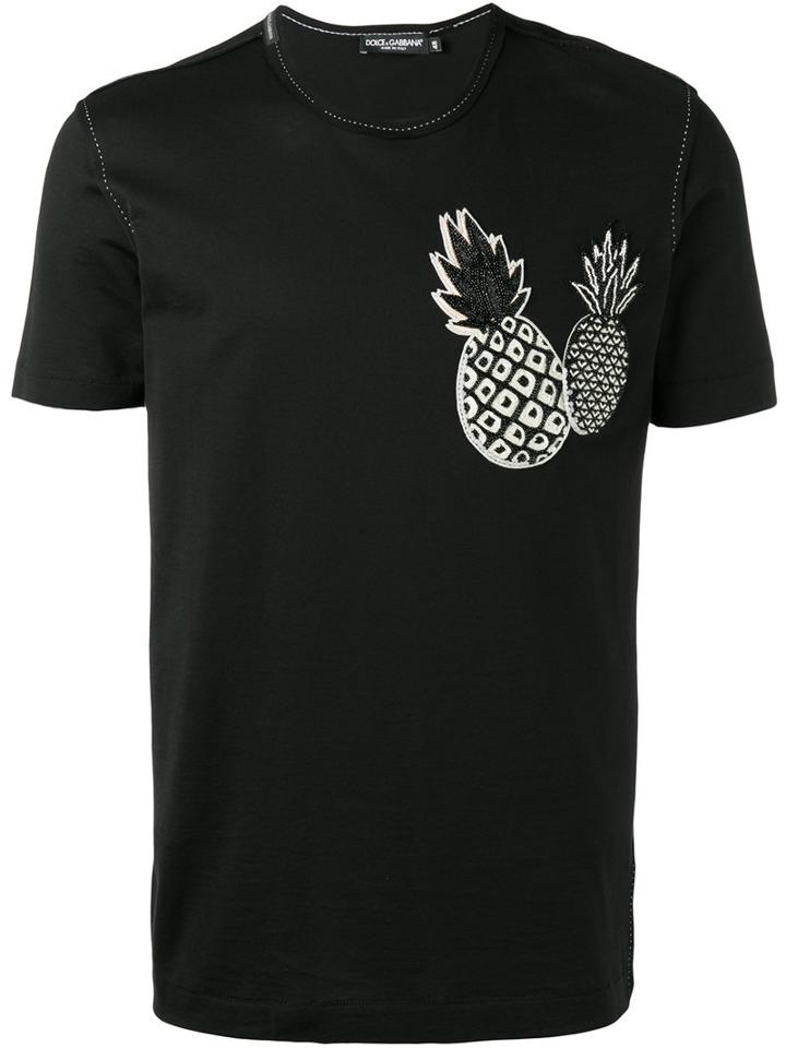 Dolce & Gabbana Pineapple Patch T-shirt, Men's, Size: 48, Black, Cotton