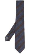 Canali Striped Woven Tie - Blue