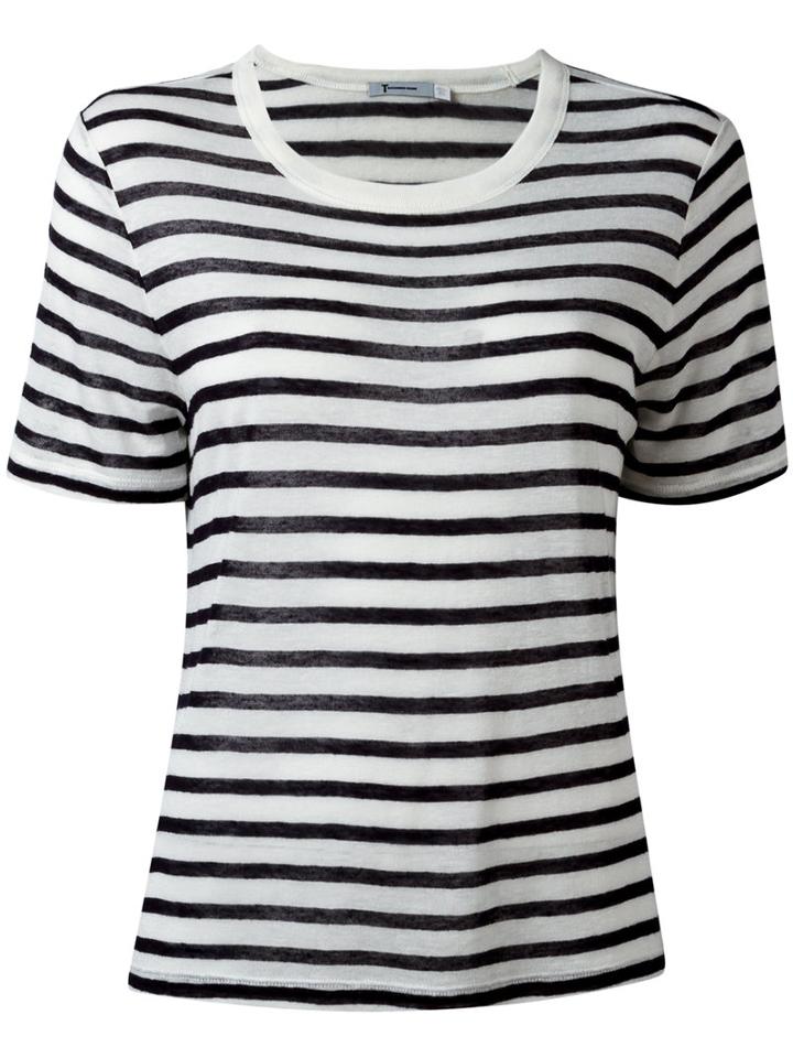 T By Alexander Wang Striped T, Women's, Size: Small, Black, Linen/flax/rayon