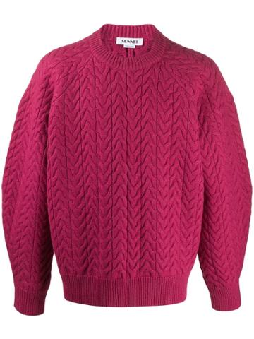 Sunnei Oversized Cable Knit Jumper - Pink