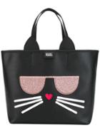 Karl Lagerfeld Kocktail Shopper Tote, Women's, Black, Pvc/leather/polyurethane/polyester