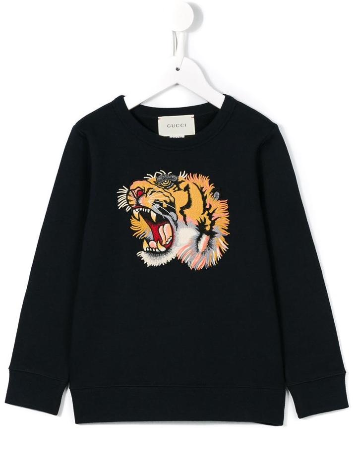 Gucci Kids Embroidered Tiger Sweatshirt, Boy's, Size: 8 Yrs, Blue