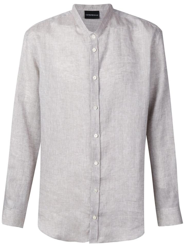 Emporio Armani Band Collar Shirt - Grey