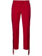 Marco De Vincenzo Fringed Cropped Trousers - Red