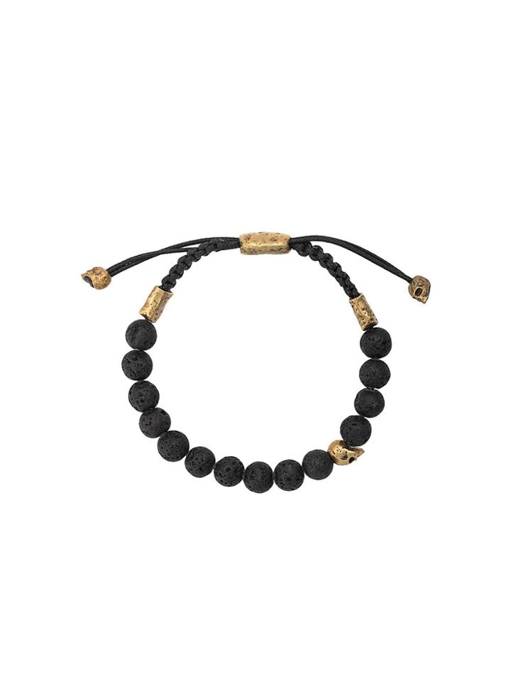 John Varvatos Skull Charm Beaded Bracelet - Black