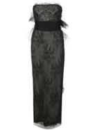 Marchesa Chantilly Lace Tube Gown - Black