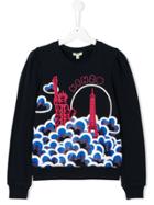 Kenzo Kids Teen Statue Of Liberty And Eiffel Tower Print Sweatshirt -