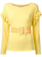 Muveil Belted Jumper, Women's, Size: 38, Cotton/wool