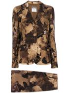 Moschino Vintage Leaf Print Skirt Suit - Brown