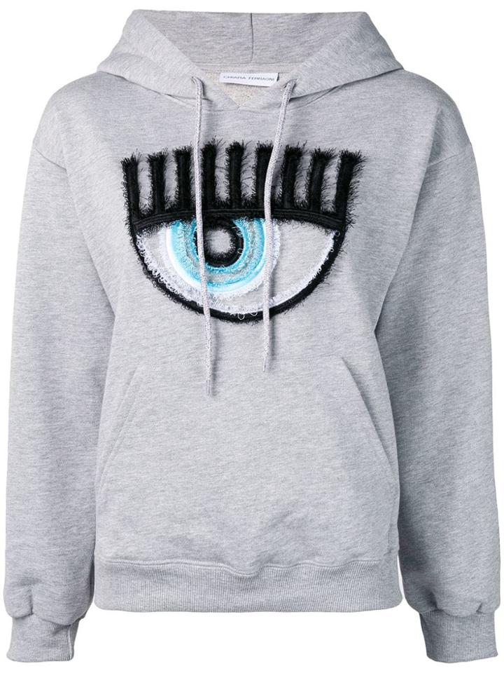 Chiara Ferragni Embroidered Logo Hoodie - Grey