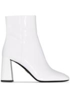 Prada White Patent Leather 85 Ankle Boots