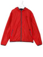 Fay Kids - Striped Trim Hooded Jacket - Kids - Polyamide - 14 Yrs, Red