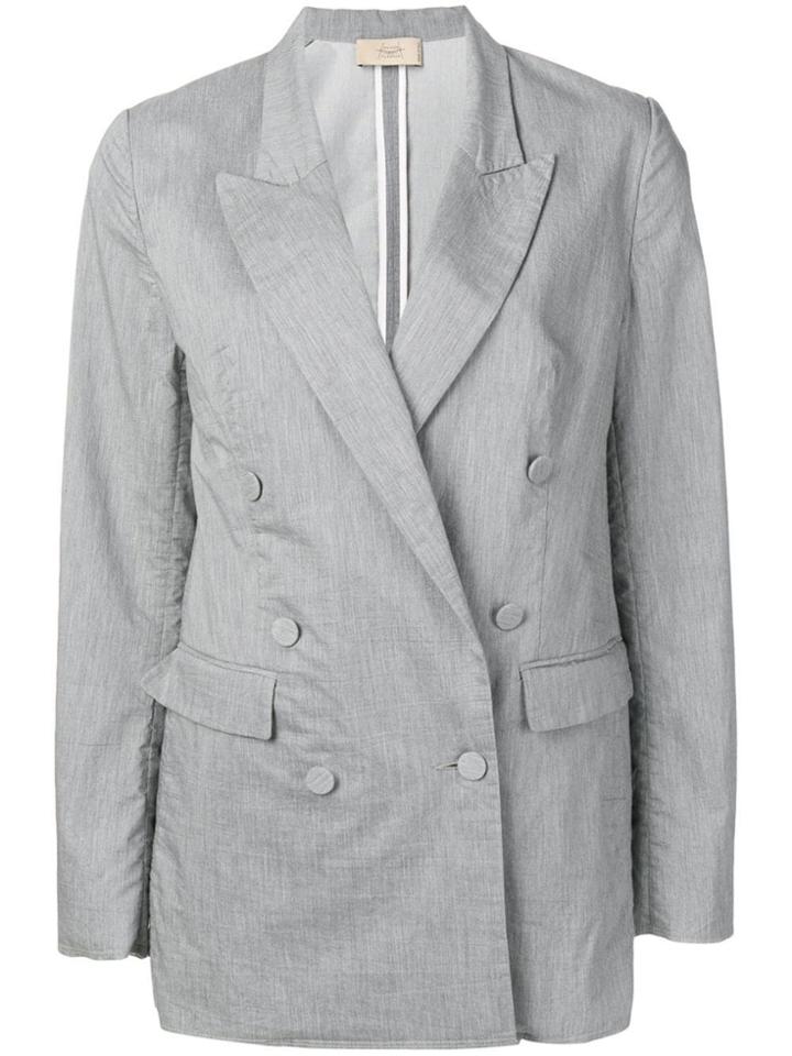 Maison Flaneur Double-breasted Fitted Blazer - Grey