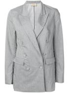 Maison Flaneur Double-breasted Fitted Blazer - Grey