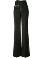 Rodarte - Pin Detail Flared Trousers - Women - Silk/polyester - 6, Black, Silk/polyester