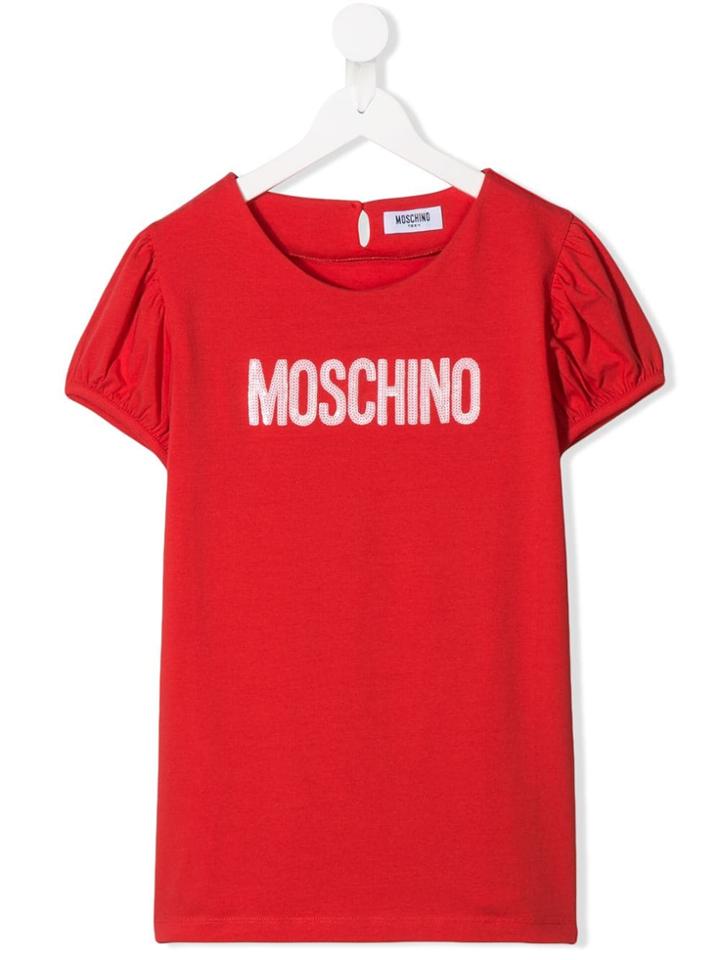 Moschino Kids Teen Sequinned Logo T-shirt - Red