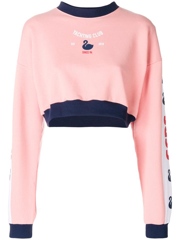 Gcds Cropped Printed Sweatshirt - Pink & Purple