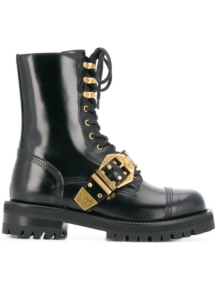 Versace Lace-up Boots - Black