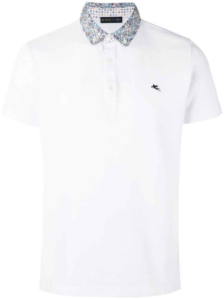 Etro - Contrast Collar Polo Shirt - Men - Cotton - Xl, White, Cotton