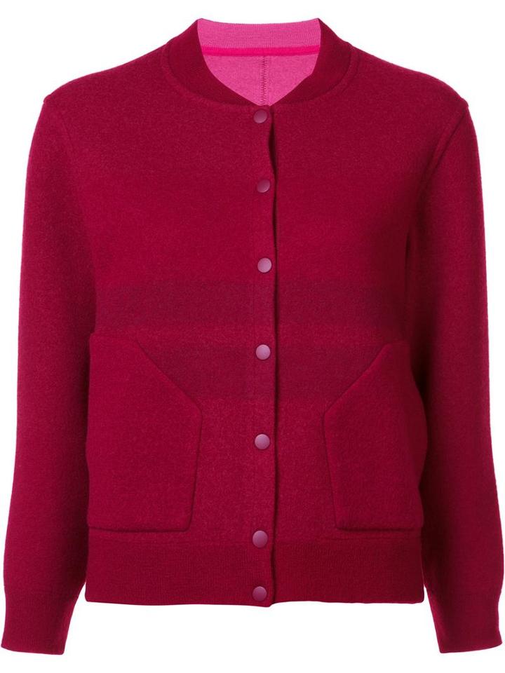 Tsumori Chisato Reversible Striped Cardigan, Women's, Size: 3, Red, Wool/nylon/spandex/elastane