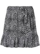 Michael Michael Kors Leopard Print Ruffle Hem Skirt - Black