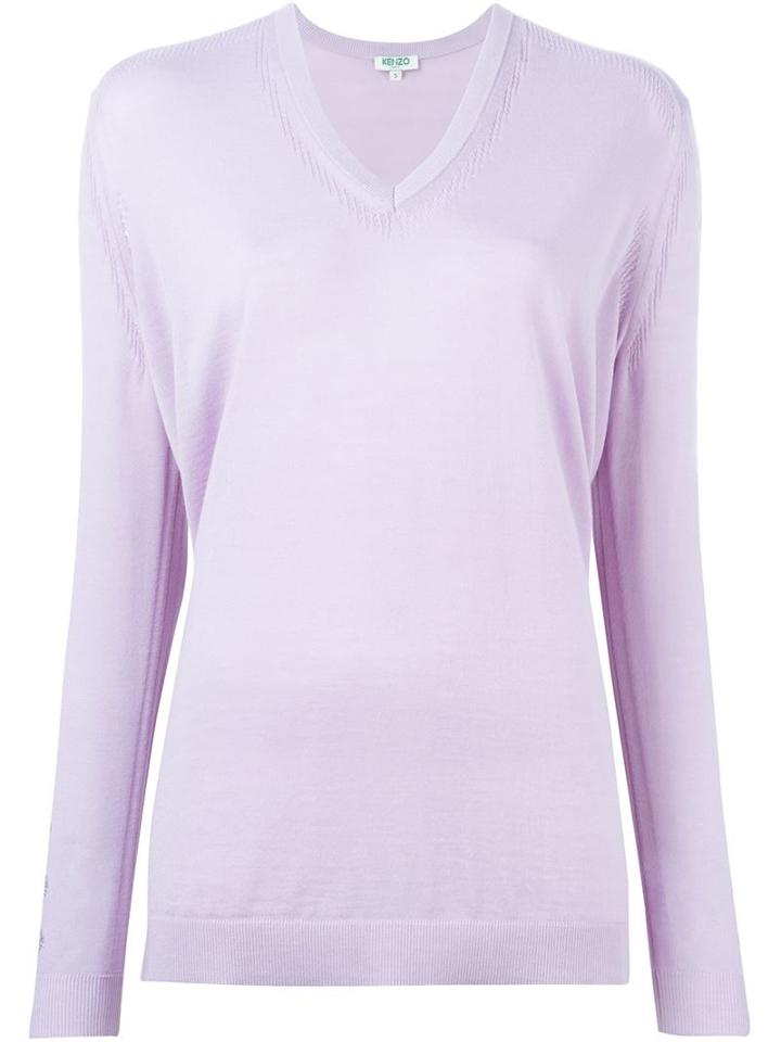 Kenzo V-neck Sweater, Women's, Size: Medium, Pink/purple, Wool