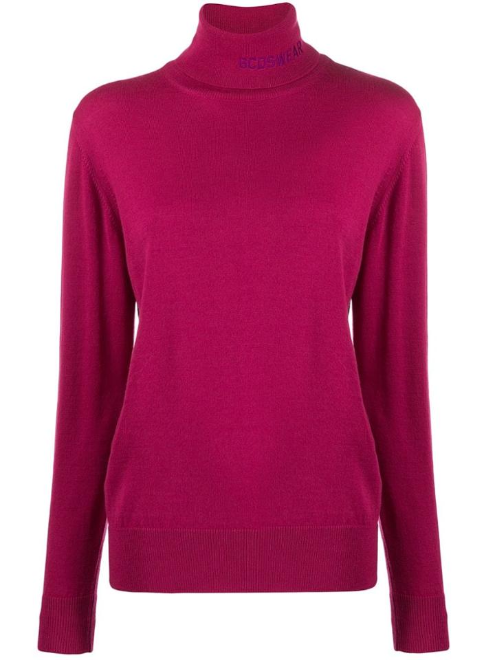 Gcds Embroidered Logo Turtleneck Jumper - Pink