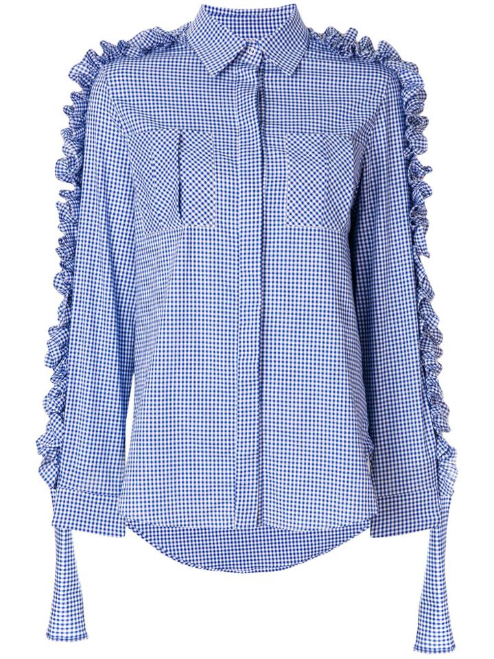 Katya Dobryakova Vichy Ruffle Shirt - Blue