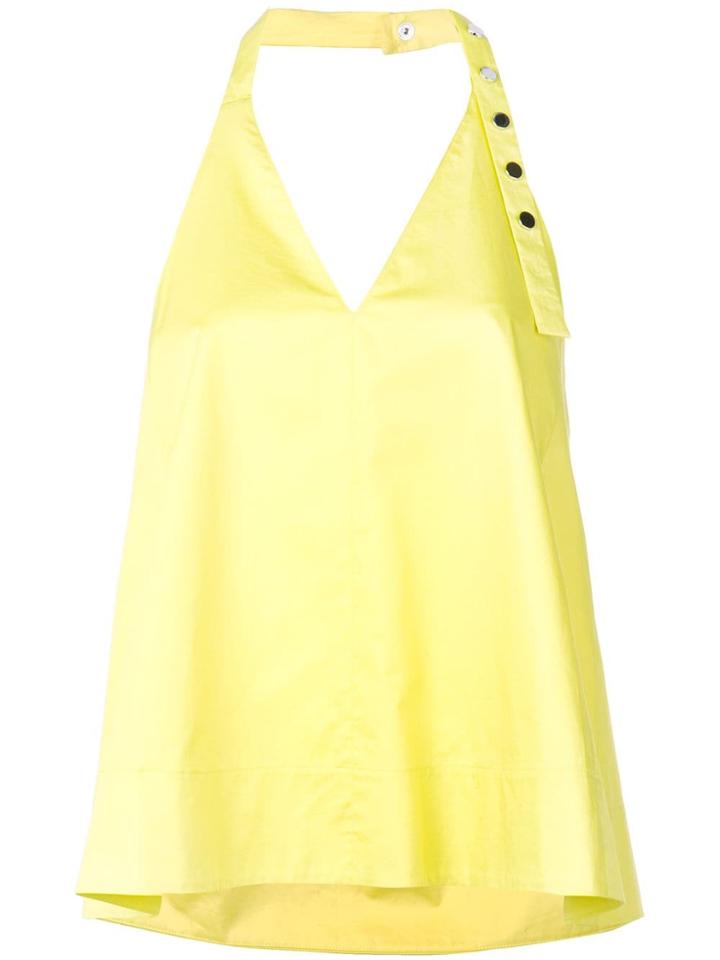 Tibi Cotton Halter Neck Top - Yellow