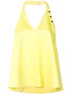 Tibi Cotton Halter Neck Top - Yellow