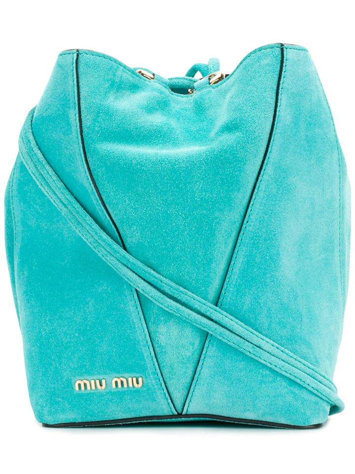 Miu Miu Logo Plaque Bucket Bag - Blue