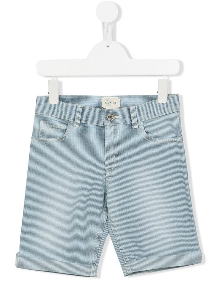 Gucci Kids Striped Denim Shorts, Toddler Boy's, Size: 5 Yrs, Blue
