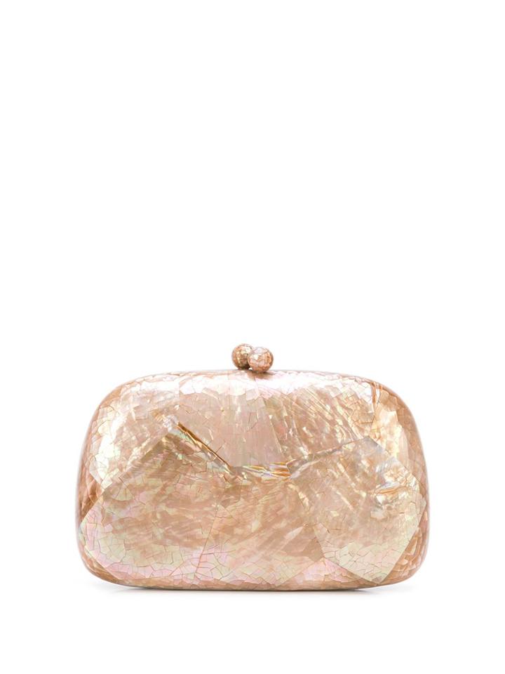 Serpui Crackled Clutch Bag - Pink