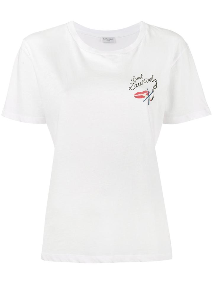 Saint Laurent White No Smoking T Shirt