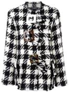 Dolce & Gabbana Tweed Check Buckle Jacket, Women's, Size: 38, Black, Virgin Wool/mohair/nylon/cotton