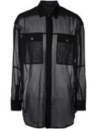 Ann Demeulemeester Chest Pocket Sheer Shirt, Men's, Size: Large, Black, Cotton