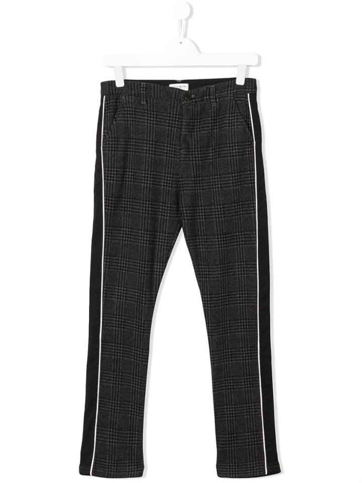 Paolo Pecora Kids Side Stripe Check Trousers - Grey