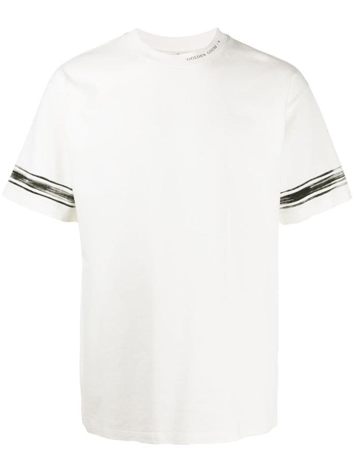 Golden Goose Logo And Stripe-detail T-shirt - White