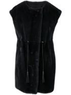 Liska Fur Trimmed Waistcoat - Black
